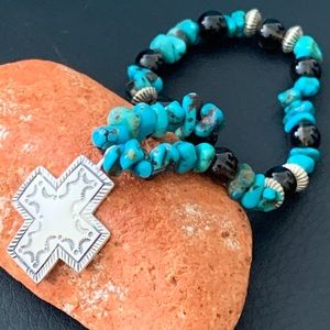 Southwestern Cross sterling Turquoise Bracelet